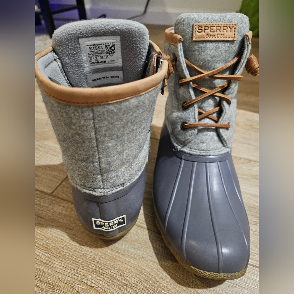 Sperry Gray and Tan Duck Boots
